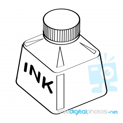 Line Drawing Of Ink Bottle -simple Line Stock Image