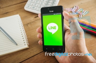 Line Icons On Mobile Stock Photo