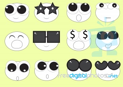 Linear Cute Faces Emoji Stock Image