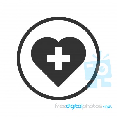 Linear Heart With Cross Icon -  Iconic Design Stock Image