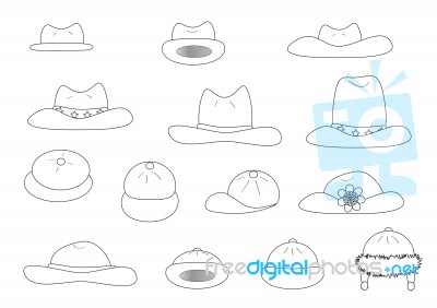 Linear Variety Cartoon Hats Stock Image
