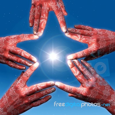 Linking Hand Star Shape Stock Image