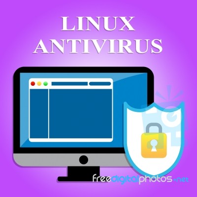Linux Antivirus Represents Operating System And Infection Stock Image