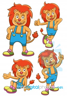 Lion Cartoon Set Stock Image