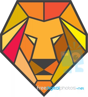 Lion Head Low Polygon Stock Image