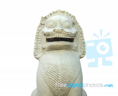 Lion Statue On White Background Stock Photo