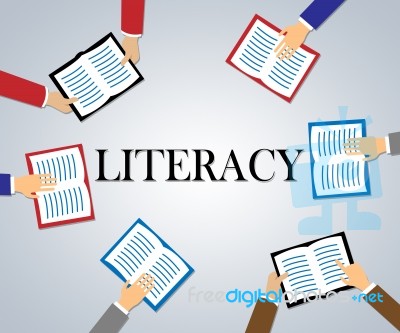 Literacy Books Shows Reading And Writing Ability Stock Image