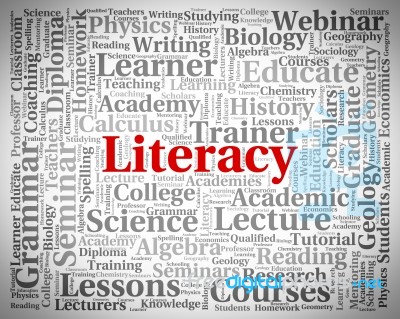 Literacy Word Means Read Proficiency And Ability Stock Image