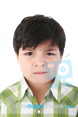 Little Boy With Serious Look Stock Photo