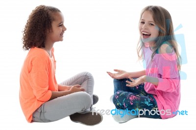Little Girls Playing Together Stock Photo