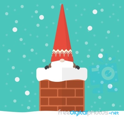 Little Santa Claus In Chimney Stock Image