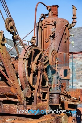 Llanberis, Wales/uk - October 7 : Rusty Old Steam Crane At The S… Stock Photo