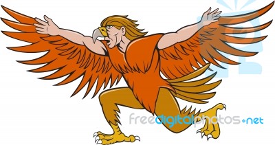 Lleu Llaw Gyffes Spread Eagle Cartoon Stock Image