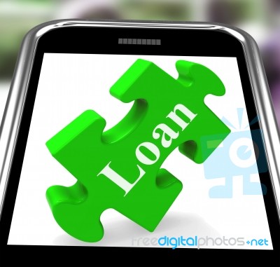 Loan Smartphone Shows Credit Or Borrowing On Internet Stock Image