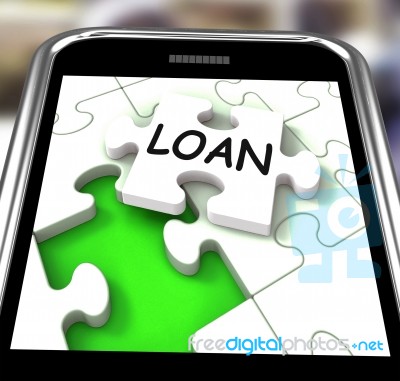 Loan Smartphone Shows Online Financing And Lending Stock Image