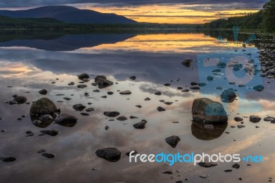 Loch Morlich At Sunset Stock Photo