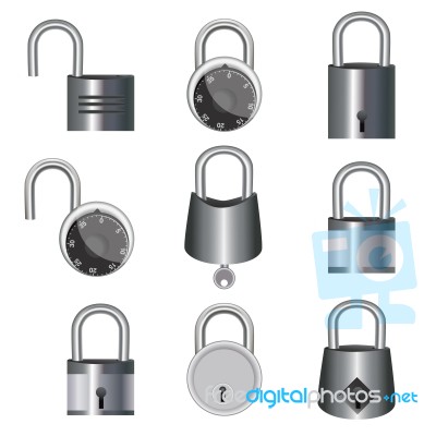 Lock And Unlock Icons Stock Image