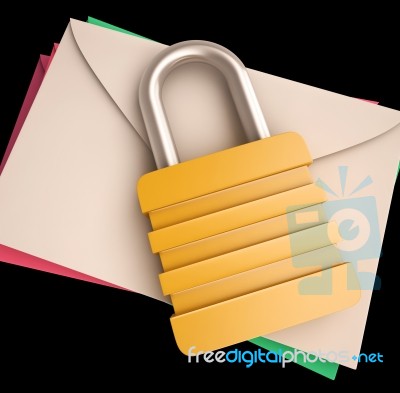 Lock Over Letters Shows Correspondence Safety Stock Image Lock Over Letters Shows Correspondence Safety Stock Image