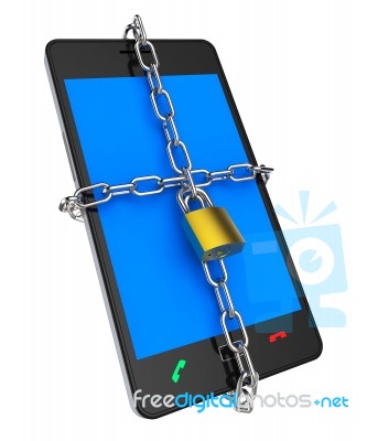 Locked Phone Indicates Protect Password And Login Stock Image