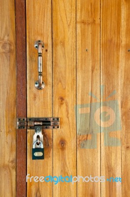 Locked Wood Door Stock Photo