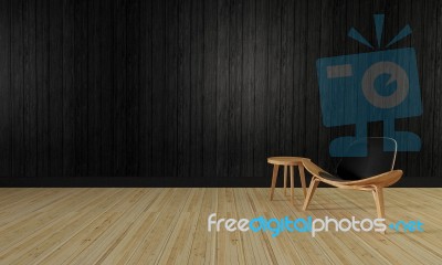 Loft And Simple Living Room And Wooden Wall Background-3d Render… Stock Image