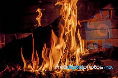 Log In Fire Stock Photo