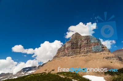 Logan Pass Mountain Landscape In Glacier National Park Stock Photo