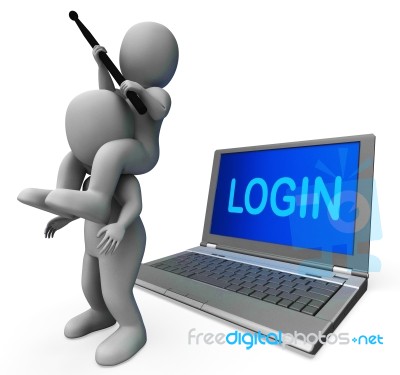 Login Characters Laptop Shows Username Signing In Or Enter Stock Image
