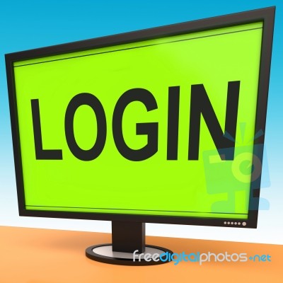 Login Screen Shows Website Internet Log In Security Stock Image
