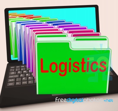 Logistics Folders Laptop Mean Planning Organization And Coordina… Stock Image