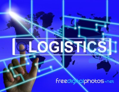 Logistics Screen Indicates Logistical Strategies And Internation… Stock Image