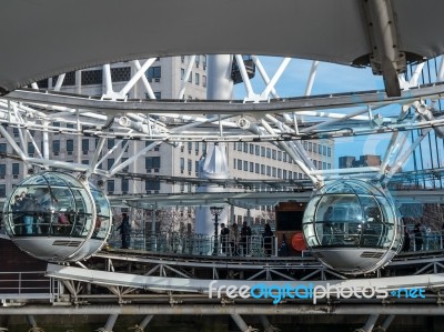 London - February 3 : Close-up Of The London Eye In London On Fe… Stock Photo