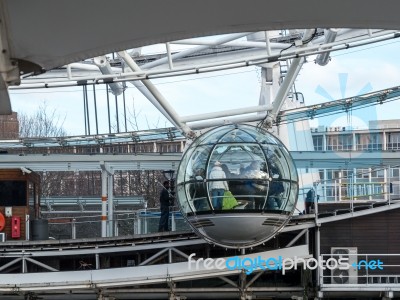 London - February 3 : Close-up Of The London Eye In London On Fe… Stock Photo