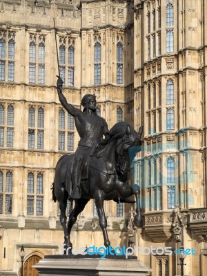 London - February 3 : Richard The Lionheart Statue Outside The H… Stock Photo