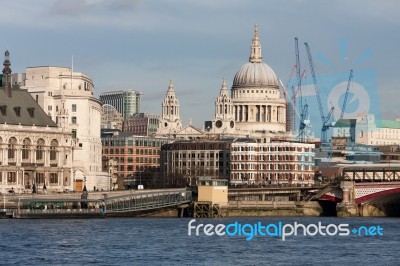 London - January 27 : St Pauls From The Southbank In London On J… Stock Photo