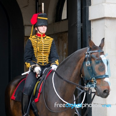 London - July 30 : Kings Troop Royal Horse Artillery In Whitehal… Stock Photo