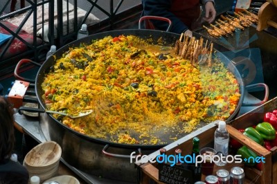 London - November 3 : Paella For Sale In Covent Garden  London O… Stock Photo