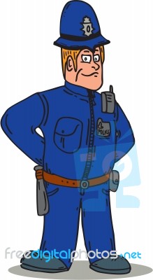 London Policeman Police Officer Cartoon Stock Image
