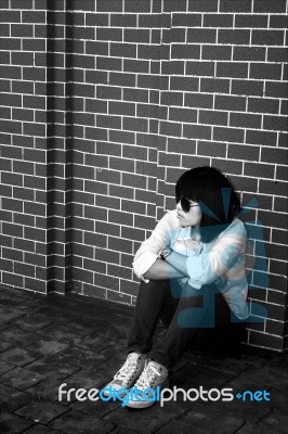 Lonely Woman Stock Photo