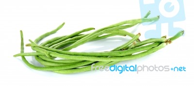 Long Bean Isolated On The White Background Stock Photo