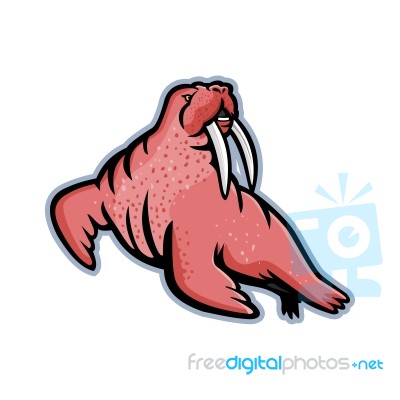 Long-tusked Walrus Mascot Stock Image