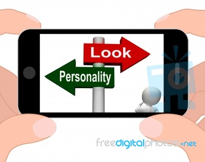 Look Personality Signpost Displays Character Or Superficial Stock Image
