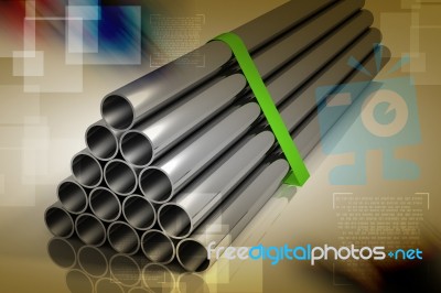 Lot Of Folded Steel Pipes Stock Image