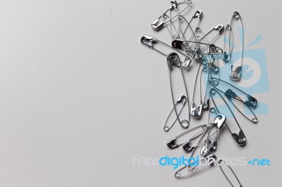 Lots Of Metal Safety Pins In Macro Stock Photo