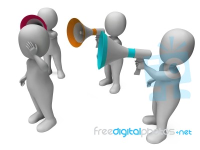 Loud Hailer Character Shows Megaphone Shouting Yelling And Bully… Stock Image