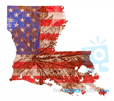 Louisiana State Map Flag Pattern Stock Image