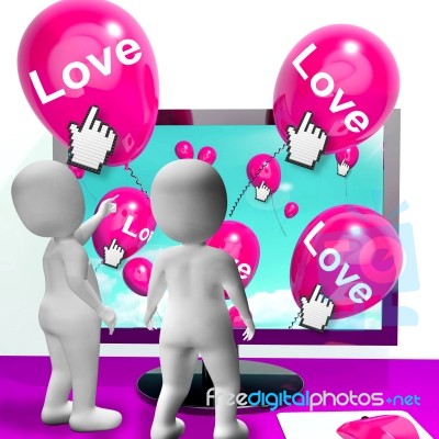 Love Balloons Show Internet Fondness And Affectionate Greetings Stock Image