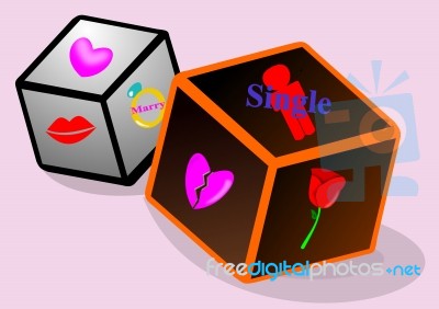 Love Dice , The Uncertainty Of The Love Stock Image