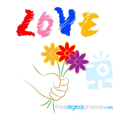 Love Flowers Means Floral Adoration And Loving Stock Image