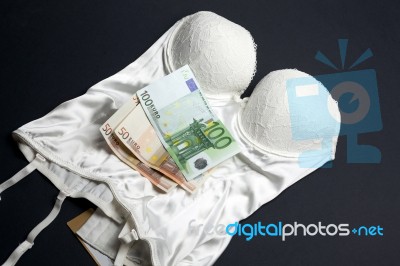 Love For Money - Lingerie And Money Concept Stock Photo